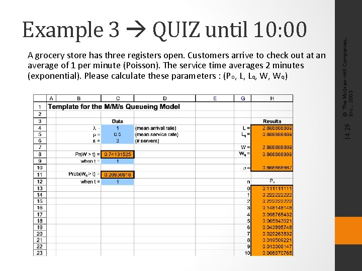 © The Mc. Graw-Hill Companies, Inc. , 2003 A grocery store has three registers