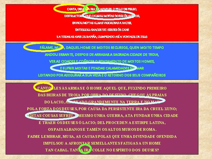 CANTA, DEUSA, A IRA DE AQUILES, O FILLO DE PELEO, DESTRUCTORA, QUE CAUSOU MOITAS