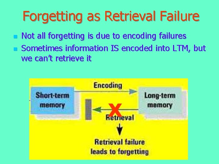 Forgetting as Retrieval Failure n n Not all forgetting is due to encoding failures Forgetting as Retrieval Failure n n Not all forgetting is due to encoding failures