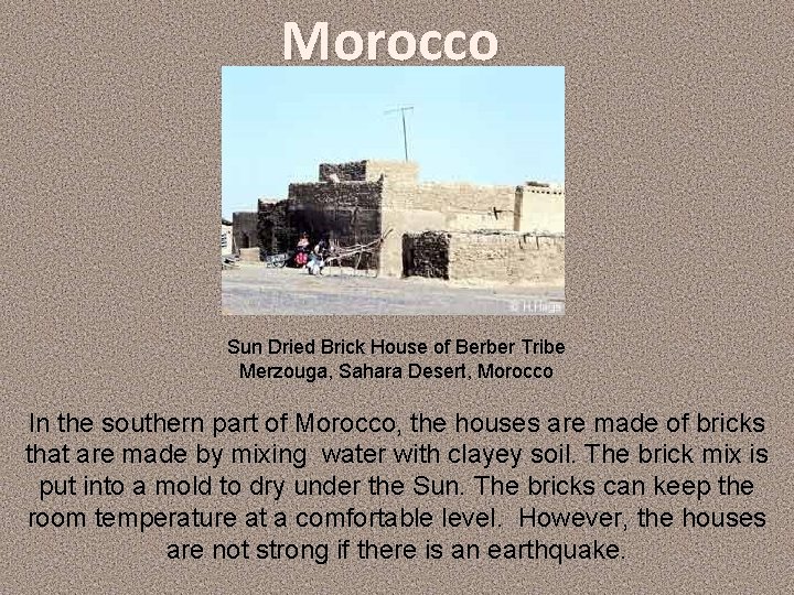 Morocco Sun Dried Brick House of Berber Tribe Merzouga, Sahara Desert, Morocco In the