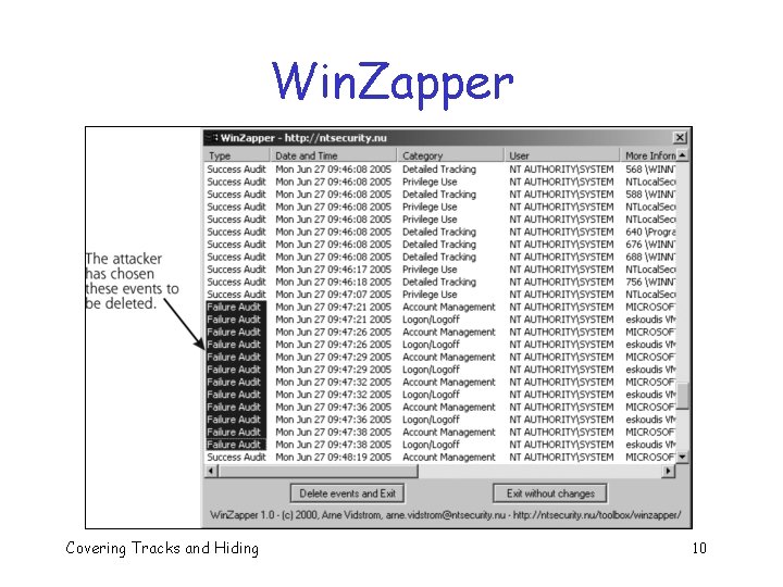 Win. Zapper Covering Tracks and Hiding 10 Win. Zapper Covering Tracks and Hiding 10