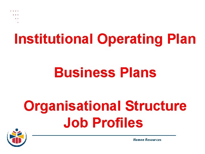 Institutional Operating Plan Business Plans Organisational Structure Job Profiles Human Resources 