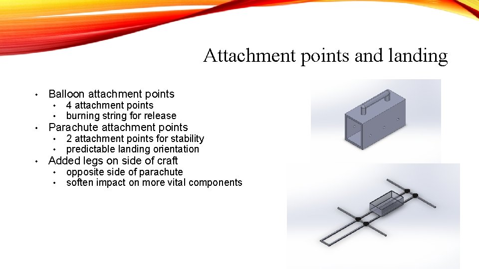 Attachment points and landing • • • Balloon attachment points • • 4 attachment Attachment points and landing • • • Balloon attachment points • • 4 attachment