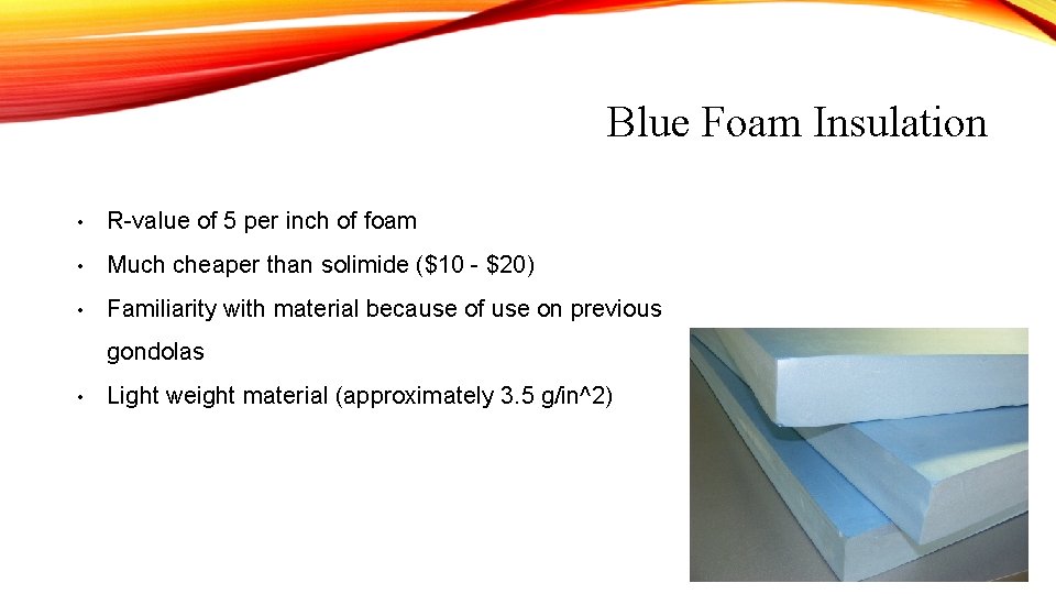 Blue Foam Insulation • R-value of 5 per inch of foam • Much cheaper Blue Foam Insulation • R-value of 5 per inch of foam • Much cheaper