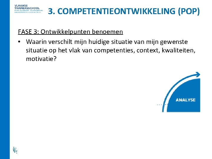 3. COMPETENTIEONTWIKKELING (POP) FASE 3: Ontwikkelpunten benoemen • Waarin verschilt mijn huidige situatie van