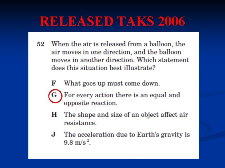 RELEASED TAKS 2006 RELEASED TAKS 2006