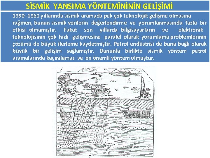 SİSMİK YANSIMA YÖNTEMİNİNİN GELİŞİMİ 1950 -1960 yıllarında sismik aramada pek çok teknolojik gelişme olmasına