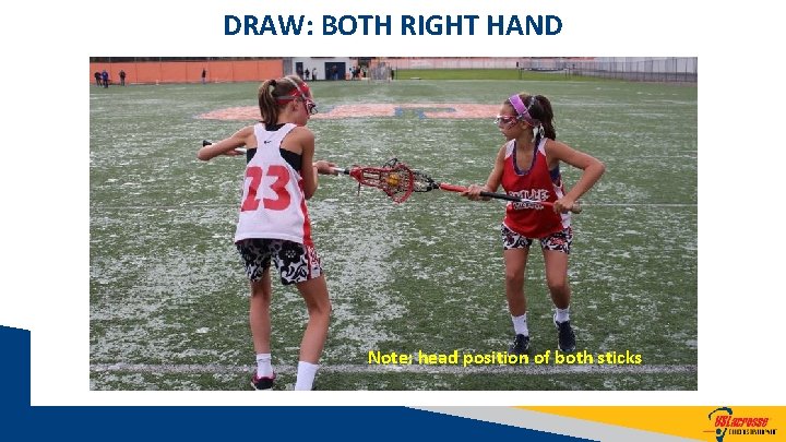 DRAW: BOTH RIGHT HAND Note: head position of both sticks 