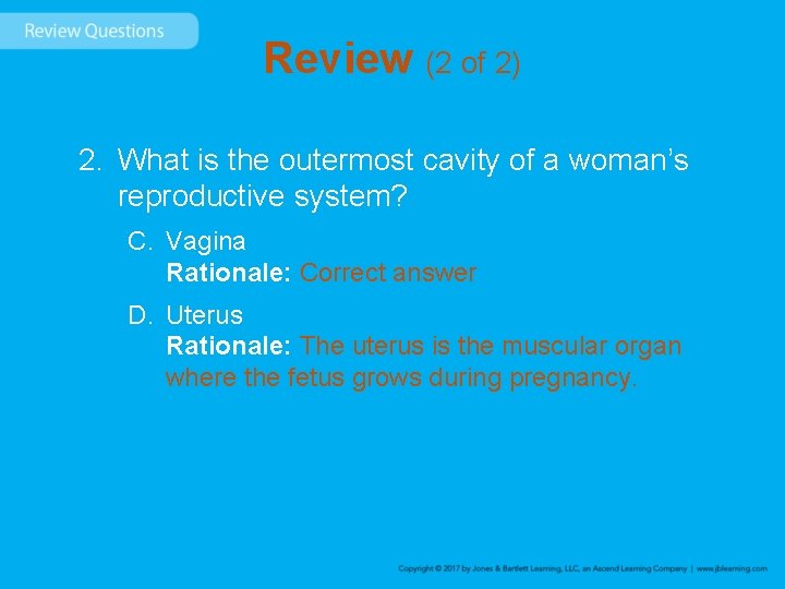 Review (2 of 2) 2. What is the outermost cavity of a woman’s reproductive