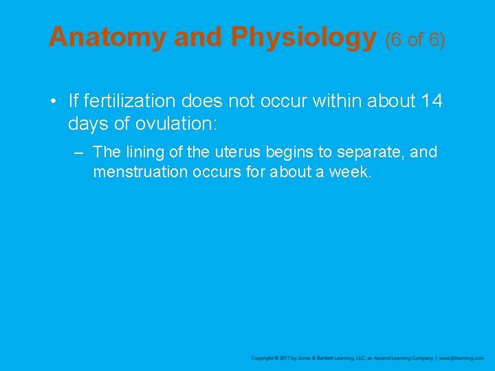 Anatomy and Physiology (6 of 6) • If fertilization does not occur within about