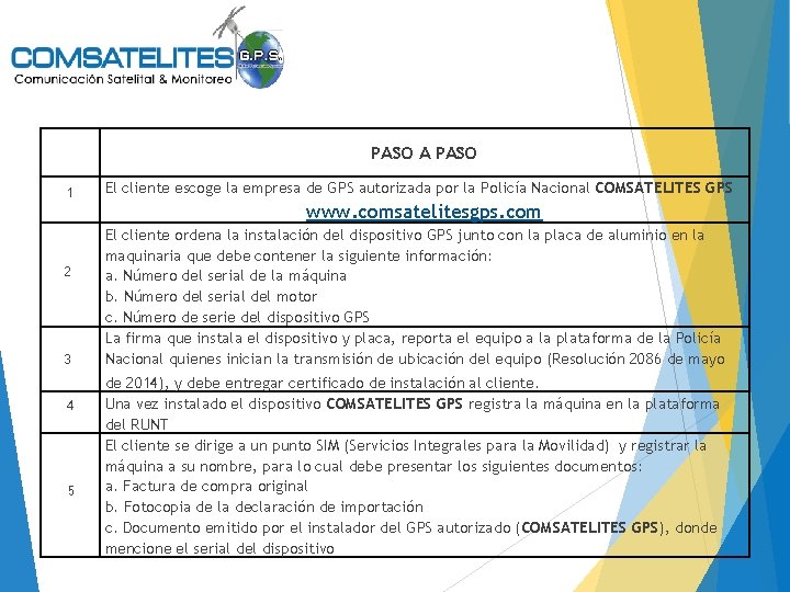 PASO A PASO 1 2 3 4 5 El cliente escoge la empresa de