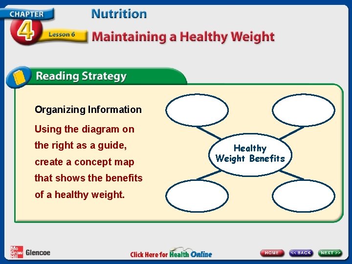 Organizing Information Using the diagram on the right as a guide, create a concept