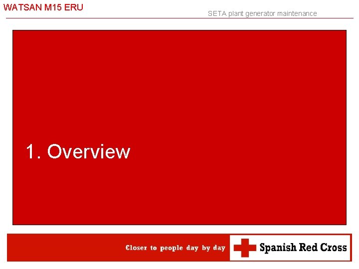 WATSAN M 15 ERU 1. Overview SETA plant generator maintenance 