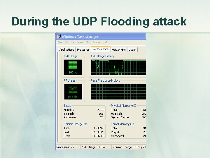 During the UDP Flooding attack 