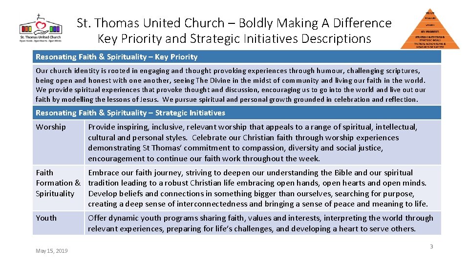 St. Thomas United Church – Boldly Making A Difference Key Priority and Strategic Initiatives