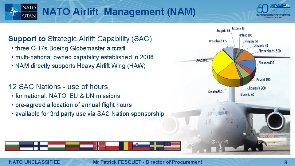 NATO Airlift Management (NAM) Support to Strategic Airlift Capability (SAC) • three C-17 s
