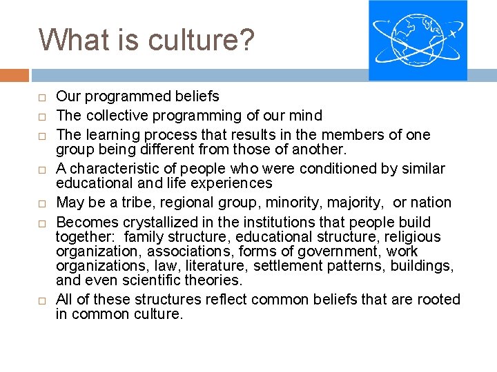 ADM 315 CHAPTER 2 UNDERSTANDING CULTURES YOUR OWN