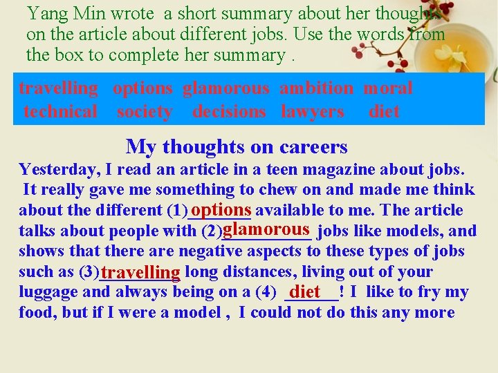 Yang Min wrote a short summary about her thoughts on the article about different