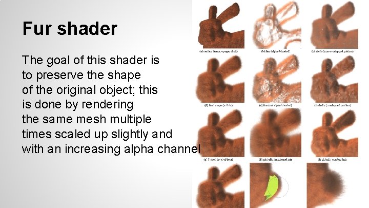 Fur shader The goal of this shader is to preserve the shape of the