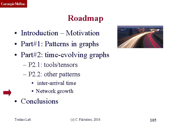 CMU SCS Roadmap • Introduction – Motivation • Part#1: Patterns in graphs • Part#2: