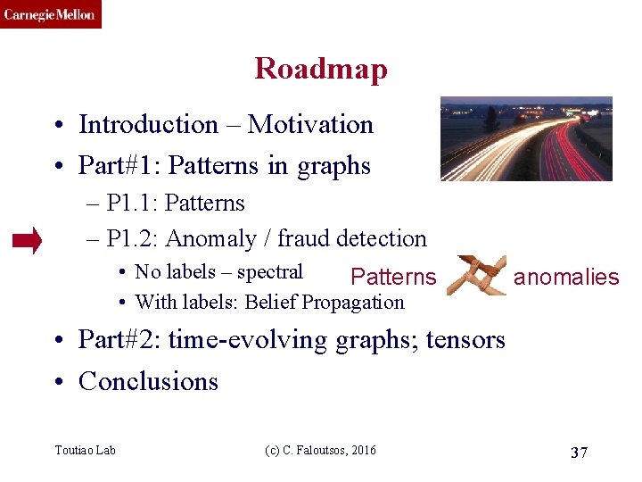 CMU SCS Roadmap • Introduction – Motivation • Part#1: Patterns in graphs – P