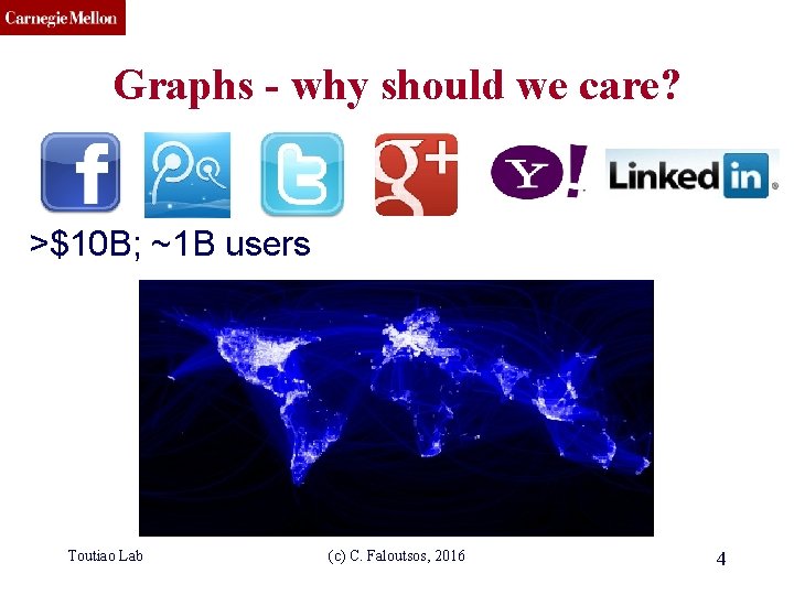 CMU SCS Graphs - why should we care? >$10 B; ~1 B users Toutiao