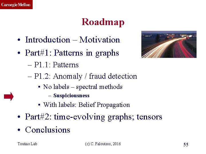 CMU SCS Roadmap • Introduction – Motivation • Part#1: Patterns in graphs – P