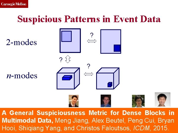 CMU SCS Suspicious Patterns in Event Data ? 2 -modes ? ? n-modes A