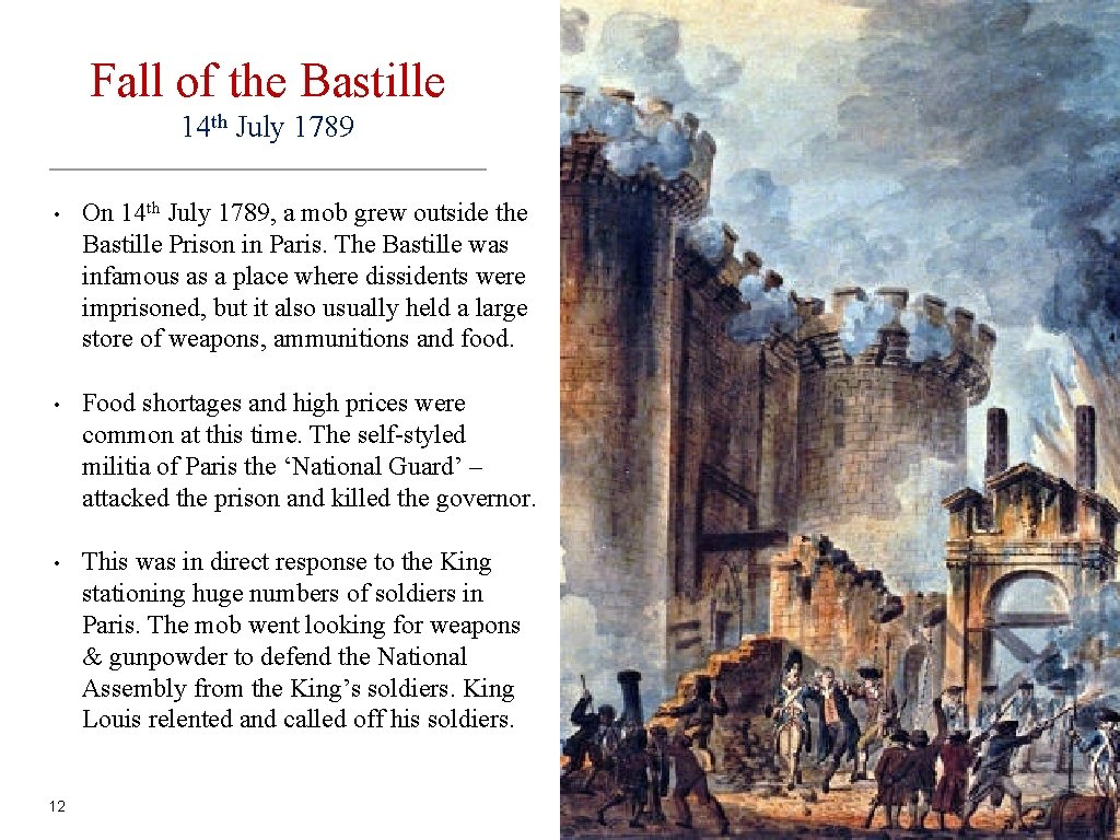 Fall of the Bastille 14 th July 1789 • On 14 th July 1789, Fall of the Bastille 14 th July 1789 • On 14 th July 1789,