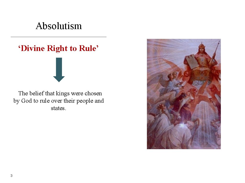 Absolutism ‘Divine Right to Rule’ The belief that kings were chosen by God to Absolutism ‘Divine Right to Rule’ The belief that kings were chosen by God to