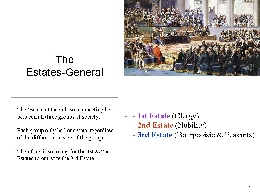 The Estates-General • The ‘Estates-General’ was a meeting held between all three groups of The Estates-General • The ‘Estates-General’ was a meeting held between all three groups of