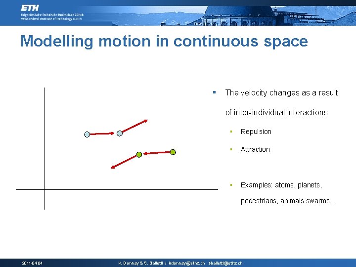 Modelling motion in continuous space § The velocity changes as a result of inter-individual