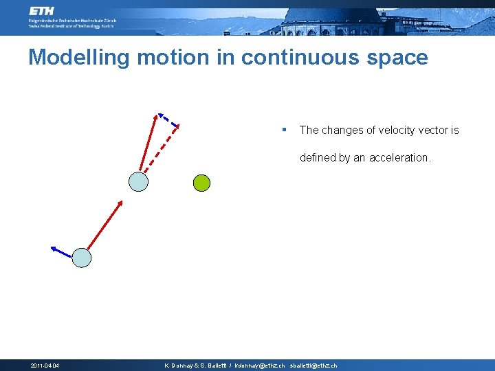 Modelling motion in continuous space § The changes of velocity vector is defined by
