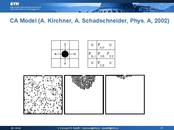 CA Model (A. Kirchner, A. Schadschneider, Phys. A, 2002) 2011 -04 -04 K. Donnay