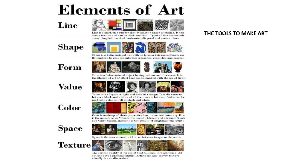 THE TOOLS TO MAKE ART 