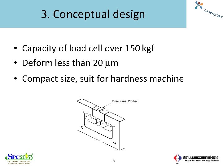 3. Conceptual design • Capacity of load cell over 150 kgf • Deform less