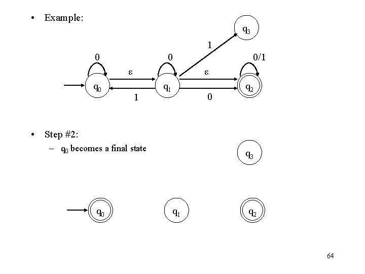  • Example: q 3 1 0 0 ε q 0 0/1 ε 1