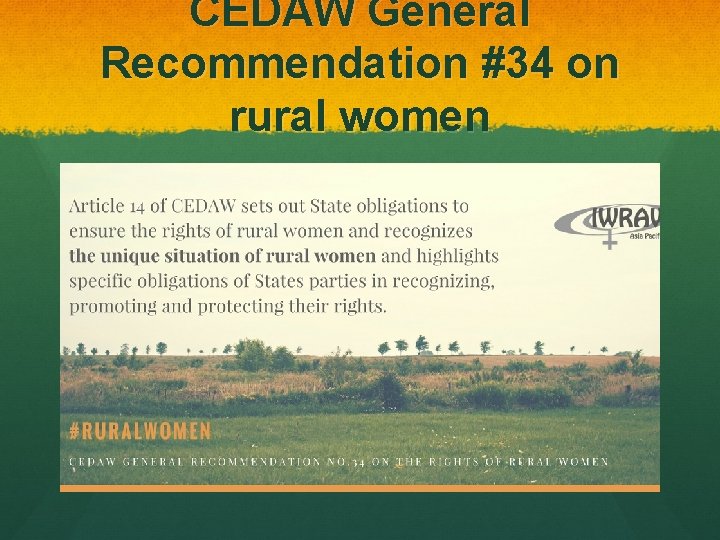 CEDAW General Recommendation #34 on rural women 