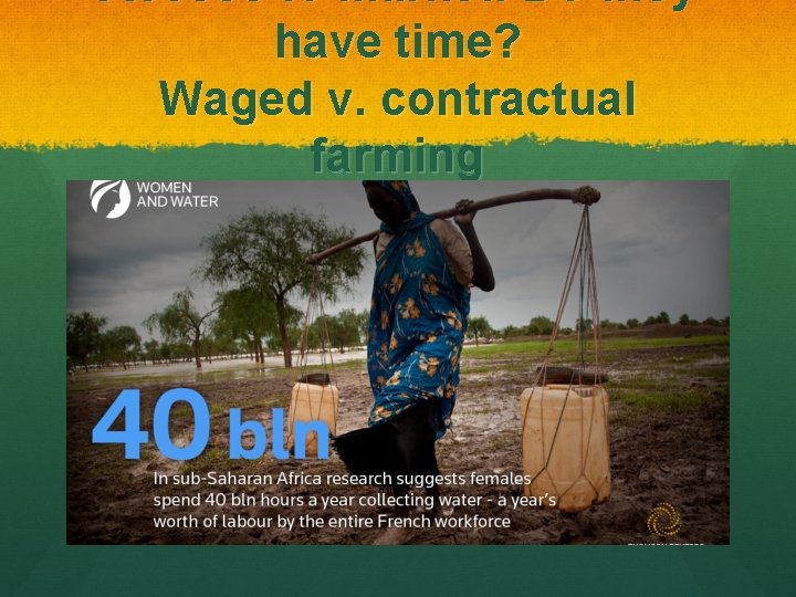 Access to market: Do they have time? Waged v. contractual farming 