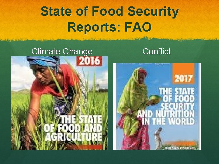 State of Food Security Reports: FAO Climate Change Conflict 