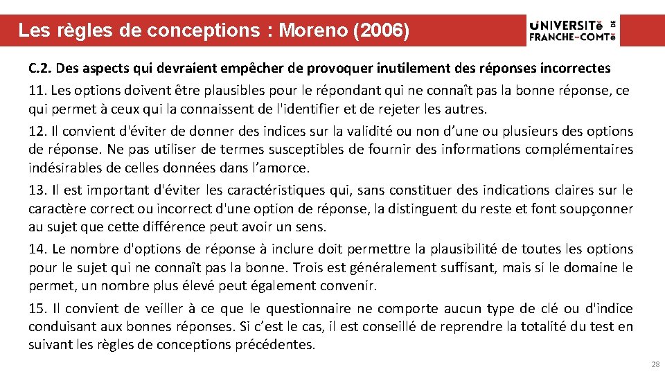 Les règles de conceptions : Moreno (2006) C. 2. Des aspects qui devraient empêcher