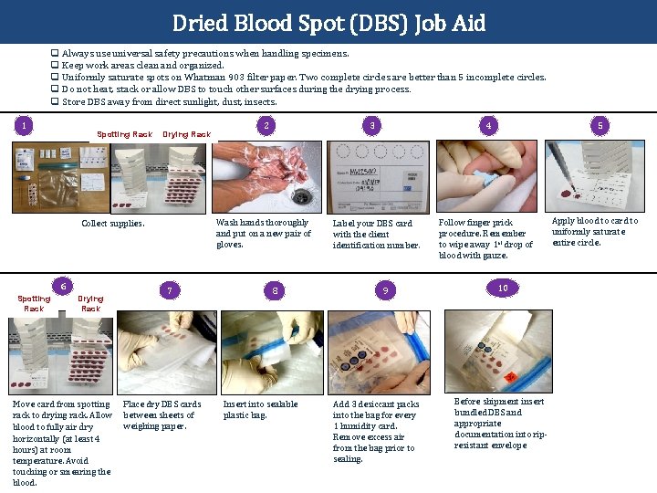 Dried Blood Spot (DBS) Job Aid q Always use universal safety precautions when handling