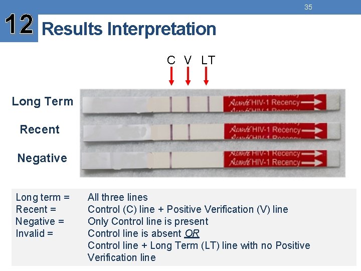 12 Results Interpretation 35 C V LT Long Term Recent Negative Long term =