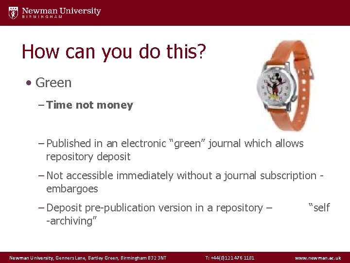 How can you do this? • Green – Time not money – Published in