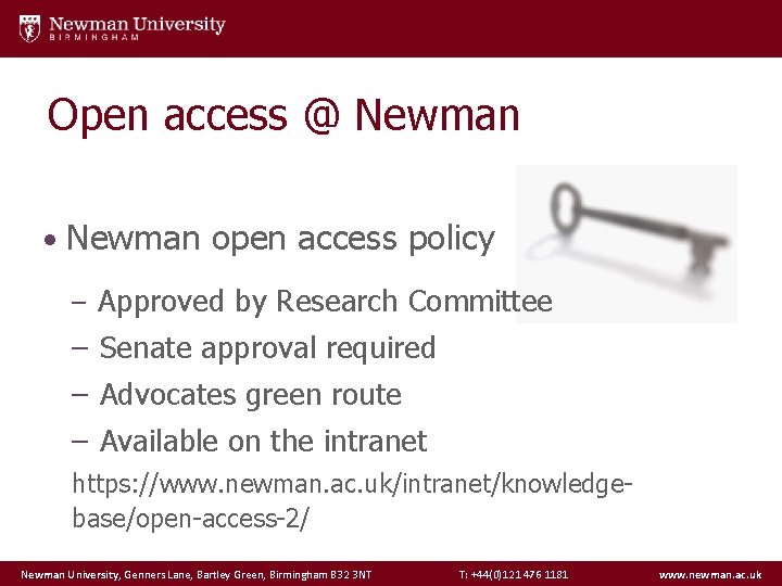 Open access @ Newman • Newman open access policy – Approved by Research Committee