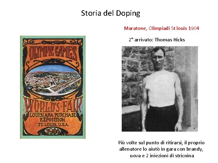Storia del Doping Maratone, Olimpiadi St louis 1904 2° arrivato: Thomas Hicks Più volte