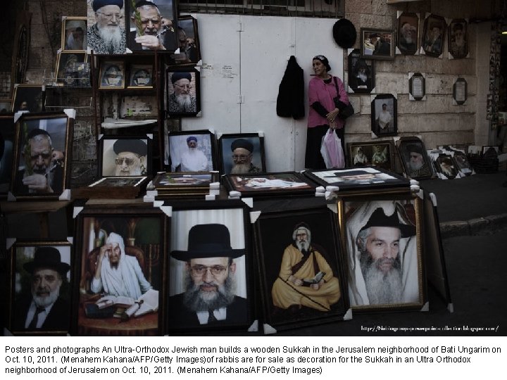 Posters and photographs An Ultra-Orthodox Jewish man builds a wooden Sukkah in the Jerusalem