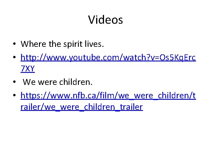 Videos • Where the spirit lives. • http: //www. youtube. com/watch? v=Os 5 Kq.