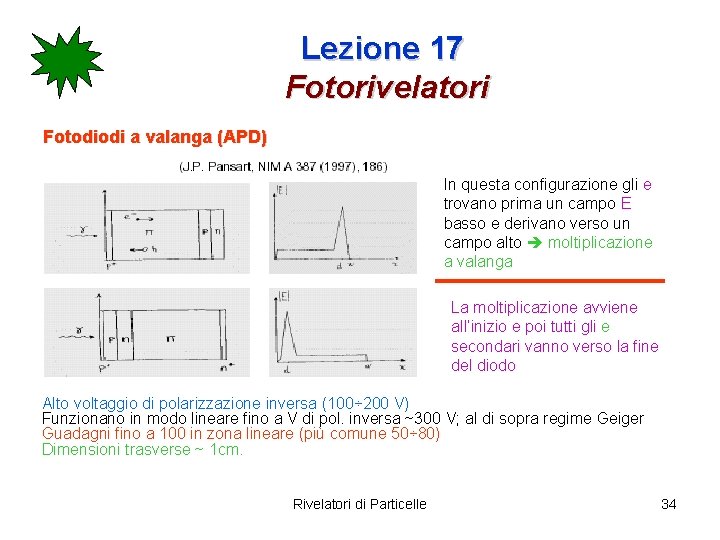 Lezione 17 Fotorivelatori Fotodiodi a valanga (APD) In questa configurazione gli e trovano prima