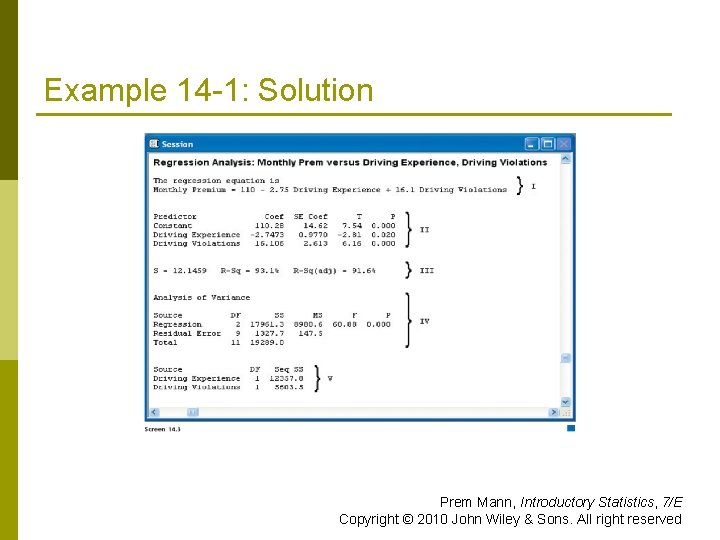 Example 14 -1: Solution Prem Mann, Introductory Statistics, 7/E Copyright © 2010 John Wiley